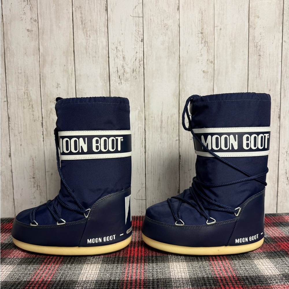 Moon Boots Navy Blue Nylon Boots Size US 12.5/2.5 Used Good Condition - Picture 5 of 13